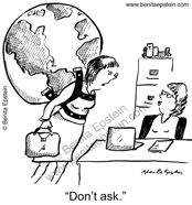 funny business cartoon 1557 businesswomen office world shoulder compalining copy